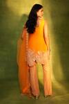 Shop_Ashutosh Joshi_Orange Silk, Shantoon, Net Beads, Embroidery, Cut Work, Floral Kurta Set _at_Aza_Fashions