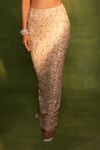 Ashutosh Joshi_Gold Net, Crepe Cut Work, Beads, Embroidery V-neck Abstract Bustier And Skirt Set _Online_at_Aza_Fashions