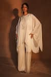 Buy_Ashutosh Joshi_Ivory Bemberg, Satin, Net, Crepe Beads, Embroidery, Pearls Kaftan With Pant _Online_at_Aza_Fashions