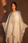 Buy_Ashutosh Joshi_Ivory Bemberg, Satin, Net, Crepe Beads, Embroidery, Pearls Kaftan With Pant 