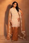 Shop_Ashutosh Joshi_Ivory Net, Crepe Embroidery, Beads, Pearls Round Neck Abstract Kurta Set _Online_at_Aza_Fashions