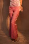 Ashutosh Joshi_Pink Tissue, Satin, Crepe Embroidery, Beads Round Geometric Top And Pant Set _Online_at_Aza_Fashions