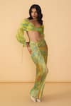 Buy_Saaksha & Kinni_Multi Color Chiffon Off-shoulder, V-neck Yellow Daisy Kanissa Blouse _at_Aza_Fashions