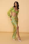Saaksha & Kinni_Multi Color Chiffon Off-shoulder, V-neck Yellow Daisy Kanissa Blouse _Online_at_Aza_Fashions