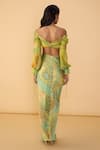 Shop_Saaksha & Kinni_Multi Color Chiffon Off-shoulder, V-neck Yellow Daisy Kanissa Blouse _at_Aza_Fashions