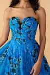 Shop_Saaksha & Kinni_Blue Chiffon, Net Embroidery, Applique, Cut Work Rose Athena Printed Gown _Online_at_Aza_Fashions