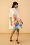 Shop_Saaksha & Kinni_Ivory Poplin Collared Daisy Vera Printed Dress _Online_at_Aza_Fashions