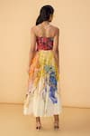 Shop Saaksha & Kinni Multi Color Cambric Sweetheart Neck Scribble Dense Marilyn Printed Dress at Aza Fashions Shop_Saaksha & Kinni_Multi Color Cambric Sweetheart Neck Scribble Dense Marilyn Printed Dress _at_Aza_Fashions
