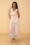 Buy_Saaksha & Kinni_Multi Color Crepe Aura Scratches Polina Printed Trouser _at_Aza_Fashions