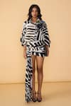 Shop_Saaksha & Kinni_Black Cambric And White Stripe Carlitta Skirt _Online_at_Aza_Fashions
