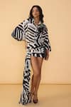 Buy_Saaksha & Kinni_Black Cambric And White Stripe Carlitta Skirt _at_Aza_Fashions
