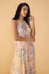 Buy Saaksha & Kinni White Chiffon Halter Neck Aura Scratches Kimiko Printed Dress Online at Aza Fashions Buy_Saaksha & Kinni_White Chiffon Halter Neck Aura Scratches Kimiko Printed Dress _Online_at_Aza_Fashions