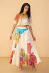 Buy_Saaksha & Kinni_Off White Poplin Daisy Scribble Dracy Printed Skirt _Online_at_Aza_Fashions