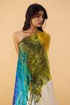 Shop_Saaksha & Kinni_Multi Color Crepe One Shoulder, Asymmetric Scribble Chintz Christy Dress _Online_at_Aza_Fashions