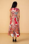 Shop_Saaksha & Kinni_Red Cambric, Cotton, Silk V-neck Velvet Ramie Printed Dress _at_Aza_Fashions