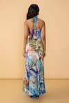 Shop Saaksha & Kinni Multi Color Cotton, Silk Halter Neck Scribble Dense Shailee Printed Dress at Aza Fashions Shop_Saaksha & Kinni_Multi Color Cotton, Silk Halter Neck Scribble Dense Shailee Printed Dress _at_Aza_Fashions
