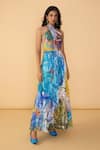 Buy Saaksha & Kinni Multi Color Cotton, Silk Halter Neck Scribble Dense Shailee Printed Dress at Aza Fashions Buy_Saaksha & Kinni_Multi Color Cotton, Silk Halter Neck Scribble Dense Shailee Printed Dress _at_Aza_Fashions