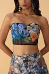 Buy_Saaksha & Kinni_Multi Color Crepe, Cotton Satin Cut Scribble Dense Zoya Printed Lehenga Skirt _Online_at_Aza_Fashions