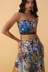Shop_Saaksha & Kinni_Multi Color Crepe, Cotton Satin Cut Scribble Dense Zoya Printed Lehenga Skirt _Online_at_Aza_Fashions