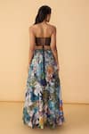 Shop_Saaksha & Kinni_Multi Color Crepe, Cotton Satin Cut Scribble Dense Zoya Printed Lehenga Skirt _at_Aza_Fashions