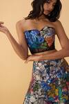 Saaksha & Kinni_Multi Color Crepe, Cotton Satin Cut Scribble Dense Zoya Printed Lehenga Skirt _at_Aza_Fashions