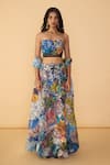 Buy_Saaksha & Kinni_Multi Color Crepe, Cotton Satin Cut Scribble Dense Zoya Printed Lehenga Skirt 