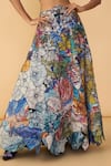 Shop_Saaksha & Kinni_Multi Color Crepe, Cotton Satin Cut Scribble Dense Zoya Printed Lehenga Skirt 
