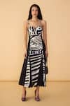 Buy_Saaksha & Kinni_Black Cambric, Poplin Sweetheart Neck And White Stripe Mila Dress _at_Aza_Fashions