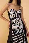 Shop_Saaksha & Kinni_Black Cambric, Poplin Sweetheart Neck And White Stripe Mila Dress _Online_at_Aza_Fashions