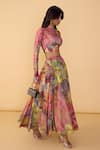 Buy_Saaksha & Kinni_Pink Lycra High Neck Floroscent Daisy Gigi Blouse _Online_at_Aza_Fashions