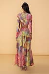 Shop_Saaksha & Kinni_Pink Cambric Floroscent Daisy Peony Printed Skirt _at_Aza_Fashions