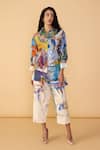Buy_Saaksha & Kinni_Multi Color Applique scribble White Loly Trouser _Online_at_Aza_Fashions