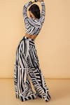 Shop_Saaksha & Kinni_Black Lycra Boat Neck And White Stripe Gigi Blouse _at_Aza_Fashions