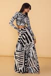 Shop_Saaksha & Kinni_Black Lycra Boat Neck And White Stripe Gigi Blouse _Online_at_Aza_Fashions