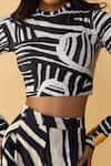 Saaksha & Kinni_Black Lycra Boat Neck And White Stripe Gigi Blouse _at_Aza_Fashions