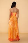 Shop_Saaksha & Kinni_Orange Chiffon Sweetheart Neck Ombre Amora Printed Dress _at_Aza_Fashions