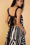 Buy_Saaksha & Kinni_Black Cambric Embroidery, Cut Work, Applique And White Stripe Vivi Dress _Online_at_Aza_Fashions