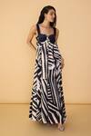 Saaksha & Kinni_Black Cambric Embroidery, Cut Work, Applique And White Stripe Vivi Dress _at_Aza_Fashions