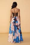 Shop_Saaksha & Kinni_Blue Net, Crepe Embroidery, Applique Sweetheart Neck Rose Starla Bustier _at_Aza_Fashions