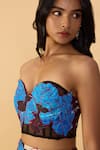 Buy_Saaksha & Kinni_Blue Net, Crepe Embroidery, Applique Sweetheart Neck Rose Starla Bustier _Online_at_Aza_Fashions