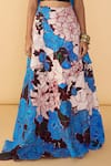 Buy_Saaksha & Kinni_Blue Crepe, Cotton Embroidery Sachi Rose Print Lehenga 