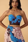 Shop_Saaksha & Kinni_Blue Crepe, Cotton Embroidery Sachi Rose Print Lehenga 