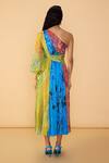 Shop_Saaksha & Kinni_Multi Color Chiffon One Shoulder Floroscent Rose Shay Printed Dress _at_Aza_Fashions