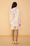 Shop_Saaksha & Kinni_White Crepe, Lycra V-neck Aura Scratches Miranda Printed Blazer _at_Aza_Fashions