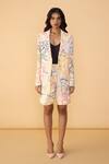 Buy_Saaksha & Kinni_Off White Crepe Aura Scratches Rowan Printed Shorts _Online_at_Aza_Fashions