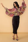 Saaksha & Kinni_Black Ribbons Solid Loly Trouser _Online_at_Aza_Fashions