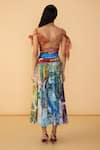 Shop_Saaksha & Kinni_Multi Color Chiffon, Net V-neck Print Alex Dress _at_Aza_Fashions