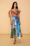 Buy_Saaksha & Kinni_Multi Color Chiffon, Net V-neck Print Alex Dress _at_Aza_Fashions