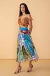 Buy_Saaksha & Kinni_Multi Color Chiffon, Net V-neck Print Alex Dress _Online_at_Aza_Fashions