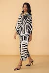 Saaksha & Kinni_Black Cambric Embroidery, Applique, Cut Work Collared And White Stripe Blake Shirt _Online_at_Aza_Fashions
